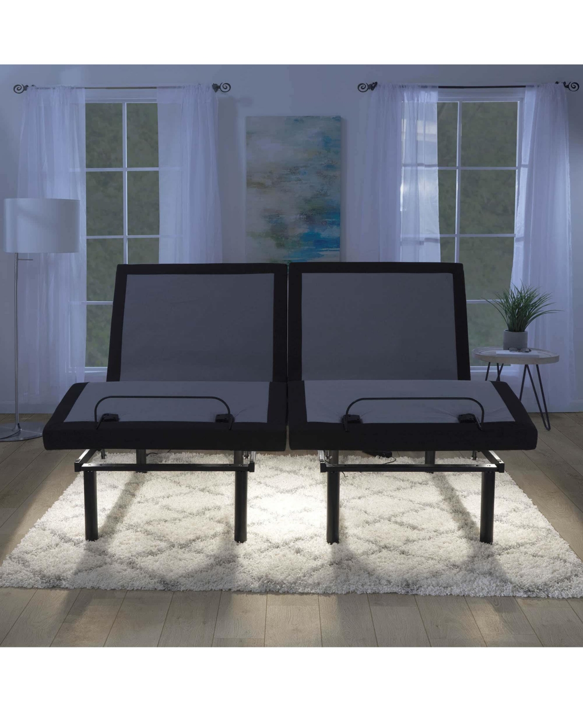 Clara Clark Adjustable Head & Foot Zero Gravity Massage Bed Base - with Wireless Remote, Usb Ports, Led Light -