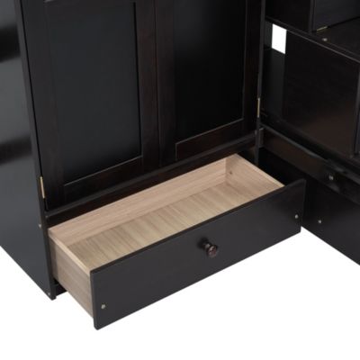 Streamdale Twin Size Loft Bed With Bookshelf, Drawers, Desk, And Wardrobe White