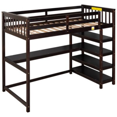 Streamdale Twin Size Loft Bed With Storage Shelves And Under-Bed Desk