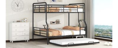 Streamdale Full XL Over Queen Metal Bunk Bed With Twin Size Trundle