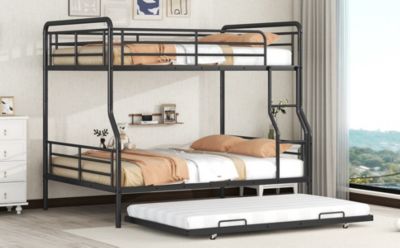 Streamdale Full XL Over Queen Metal Bunk Bed With Twin Size Trundle