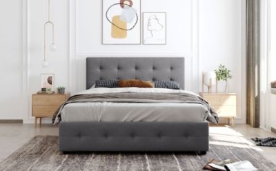 Streamdale Linen Platform Bed with Drawers
