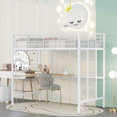 Streamdale Twin Metal Loft Bed With Desk And Metal Grid