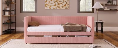 Streamdale Twin Size Corduroy Daybed With Two Drawers And Wood Slat