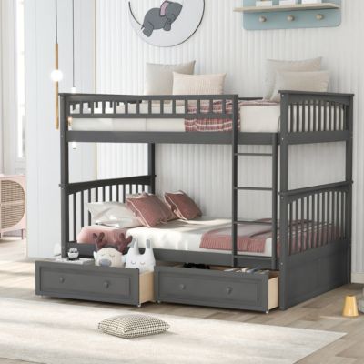 Streamdale Full Over Full Bunk Bed With Drawers, Convertible Beds