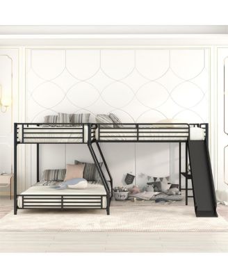 Streamdale Twin/Full L-Shape Bunk Bed w/ Desk & Slide