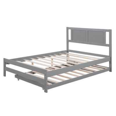 Streamdale Full Size Platform Bed With Adjustable Trundle