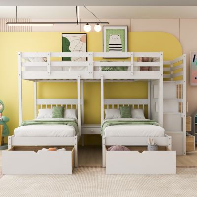 Triple Size Wood Bunk Bed with Drawers &acirc;€“ Bunk Bed