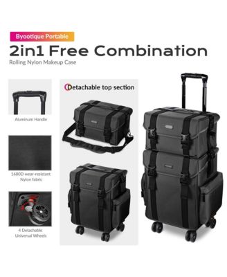 Classic Black Rolling 2in1 Cosmetic Case Sided Makeup Artist Organizer