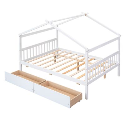 Streamdale Full Size Wooden House Bed With Drawers