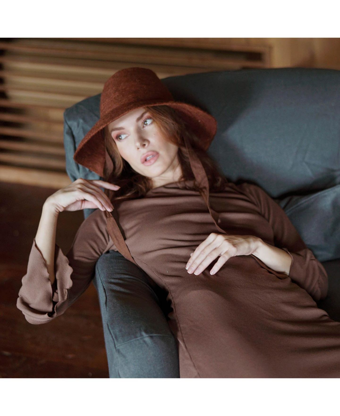 Женский головной убор Brunna.co Meg Jute Straw Hat In Burnt Sienna, цвет: Сиена ржавый / Медный — фото 2