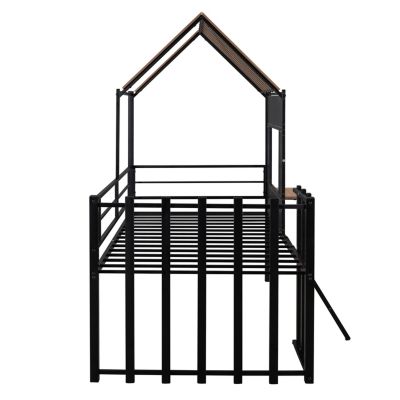 Streamdale Metal Twin Size Loft Bed With Roof, Window, Guardrail, Ladder