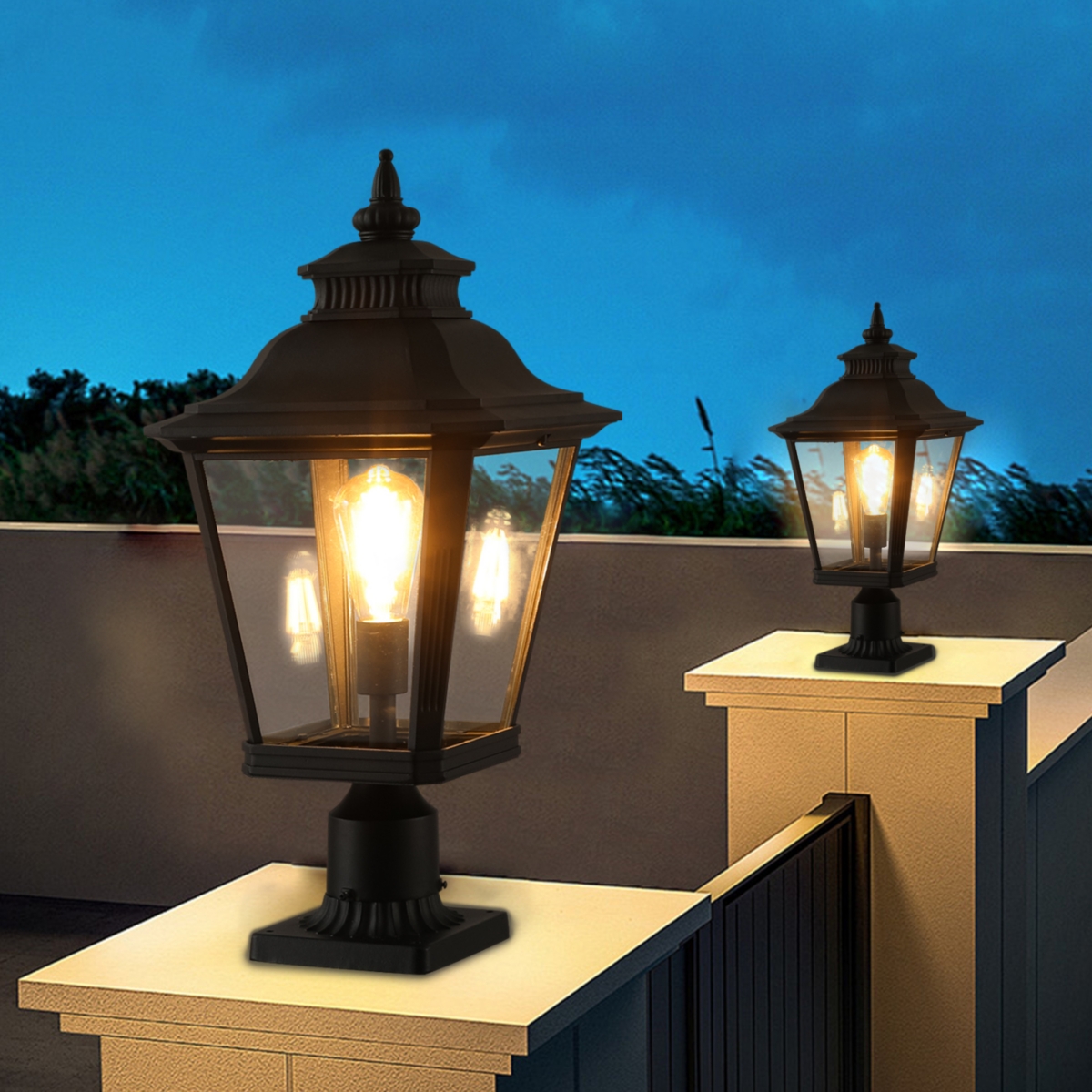 Streamdale Furniture Outdoor Glass Column HeadLights(2pack)