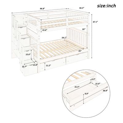 Streamdale Full Over Full Bunk Bed With Shelves And 6 Storage Drawers