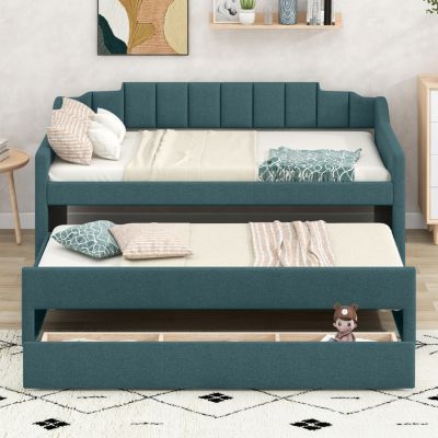 Twin Size Upholstered Daybed with Trundle and Three Drawers &acirc;€“ Daybed