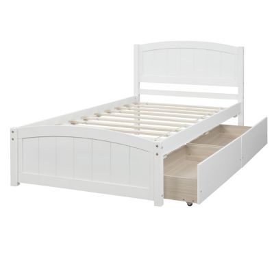Twin Size Platform Bed With Two Drawers