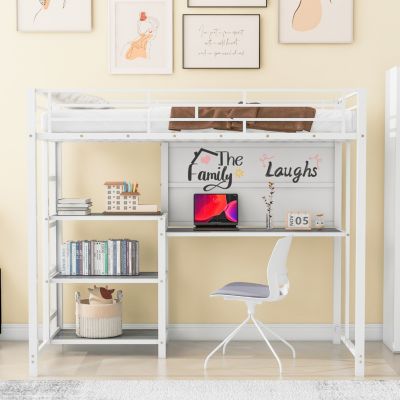 Streamdale Twin Loft Bed with Desk and Shelves