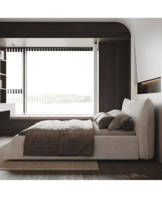 Streamdale Cream Velvet King Platform Bedwagon