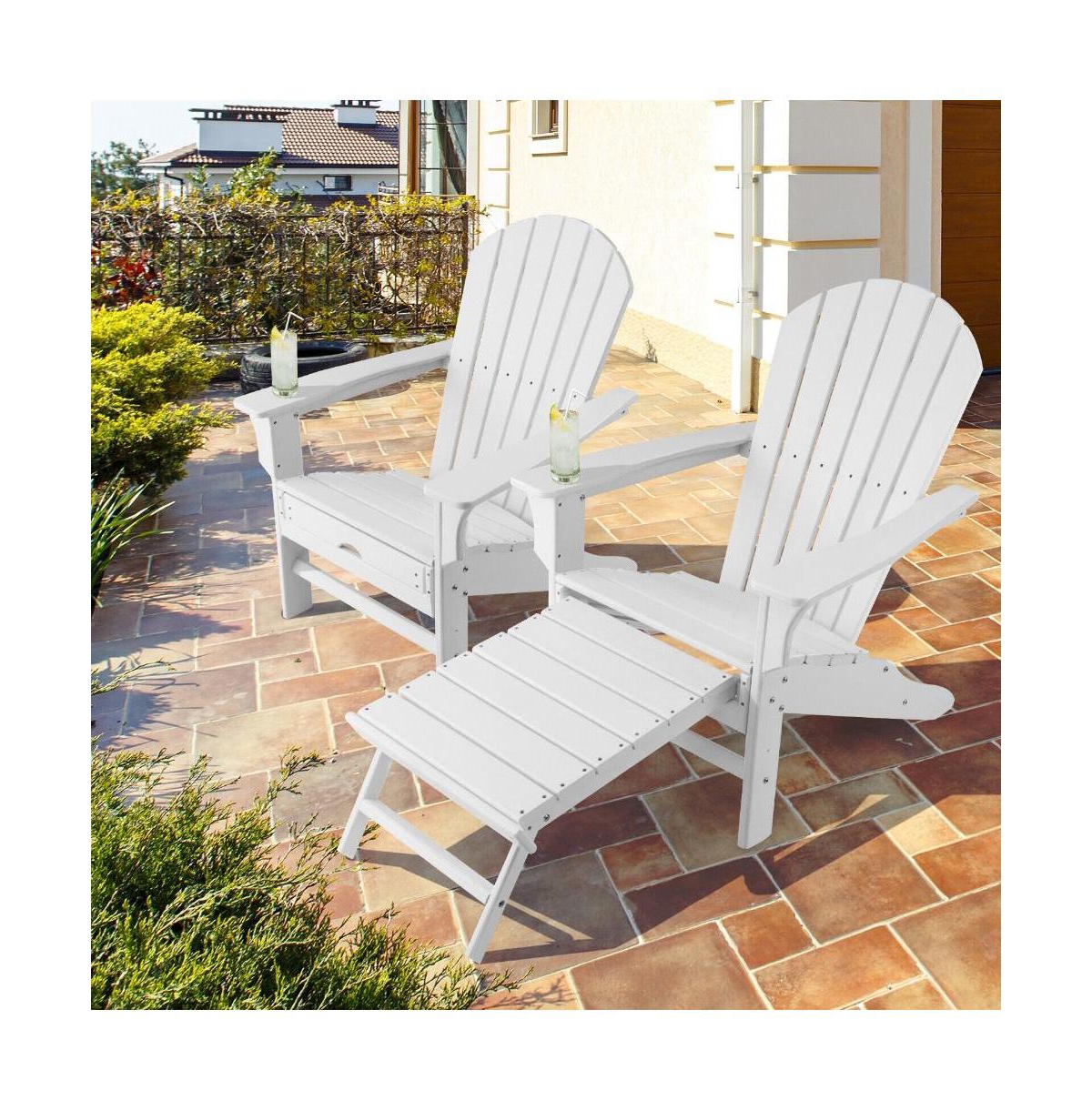 Slickblue Patio Hdpe Adirondack Chair with Retractable Ottoman