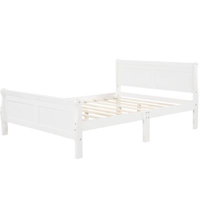 Streamdale Queen Size Wood Platform Bed With Headboard And Wooden Slat Support