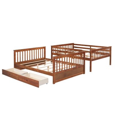 Streamdale Espresso Bunk Bed with Drawers and Ladders