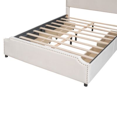 Streamdale Upholstered Platform Bed with Studded Headboard and Drawers