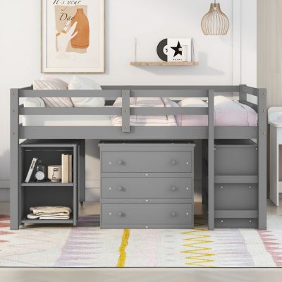 Streamdale Multifunctional Loft Bed with Desk, Storage, and Shelves