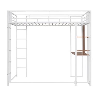 Streamdale Twin Metal Loft Bed With 2 Shelves And One Desk