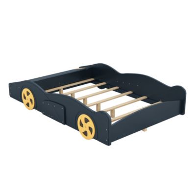 Streamdale Race Car-Shaped Platform Bed with Storage, Dark Blue