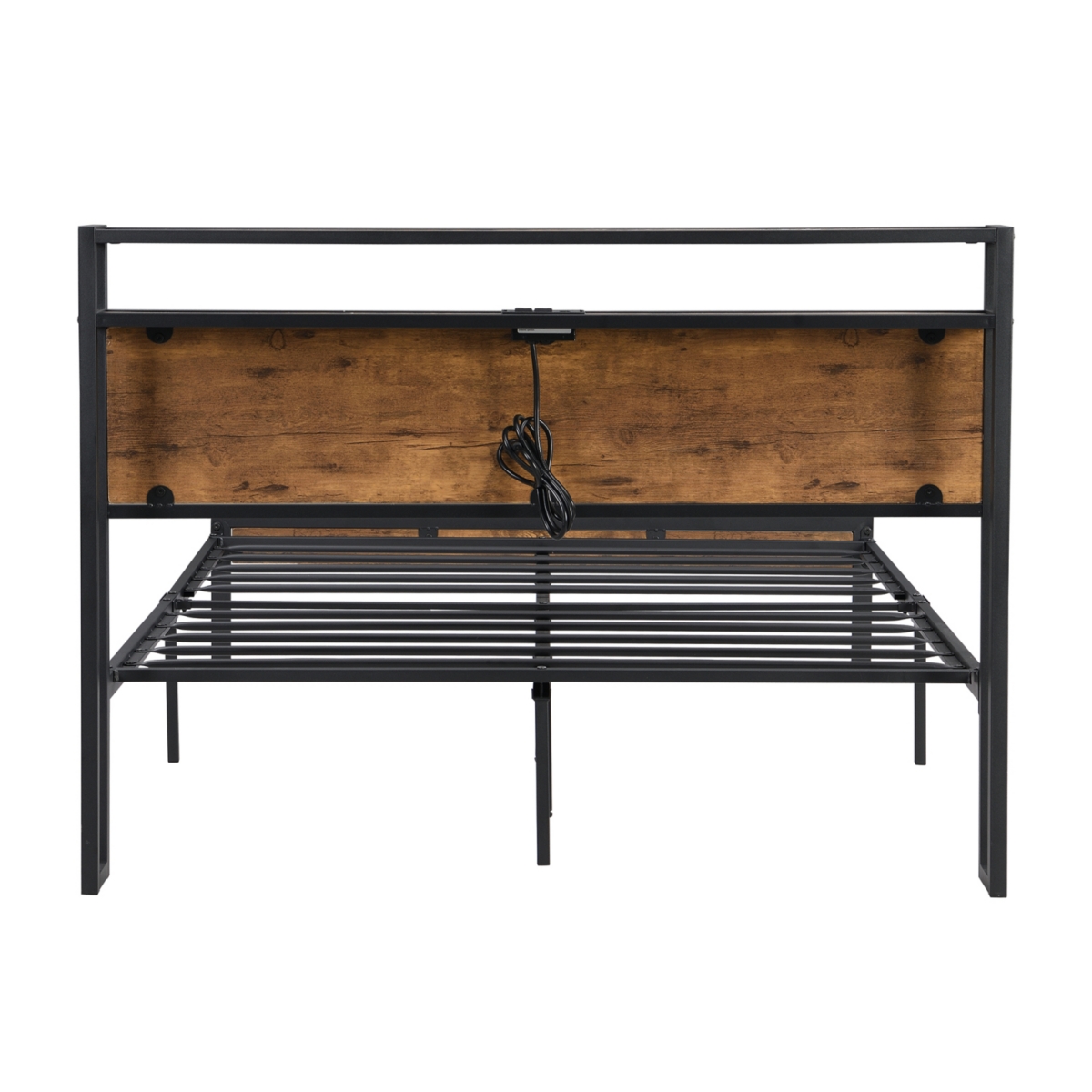 Metal Platform Bed Frame with Headboard & Usb, Storage