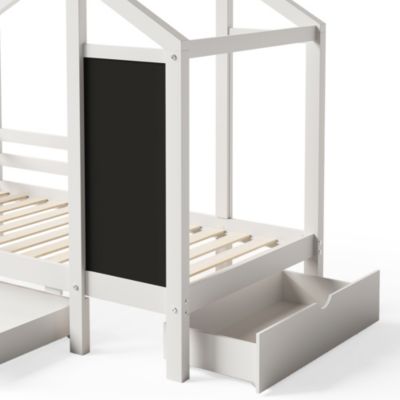 Twin Loft Bed with Blackboard & Drawers