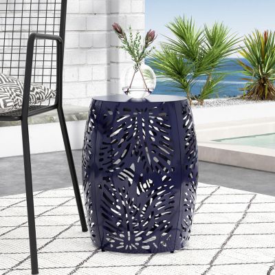 Modern Palm Leaf Side Table with Durable Iron Frame