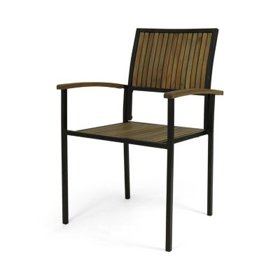 Streamdale Modern Industrial Acacia Wood Dining Chairs (Set of 2)