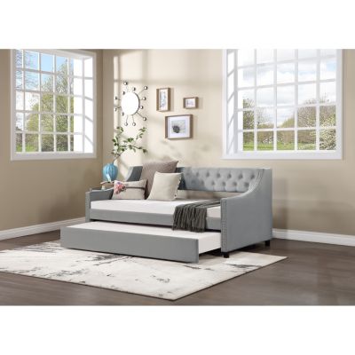 Tufted Daybed with Trundle and Decorative Arms