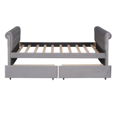 Streamdale Twin Size Upholstered Daybed With Drawers, Wood Slat Support