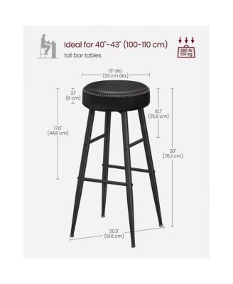 Set Of 2, Kitchen Bar Stools, Breakfast Stools, Synthetic Leather With Stitching