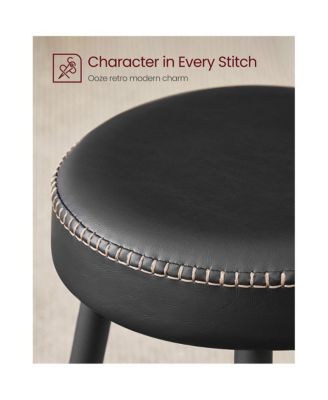 Set Of 2, Kitchen Bar Stools, Breakfast Stools, Synthetic Leather With Stitching