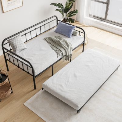 Twin Metal Daybed with Trundle and Slat Support