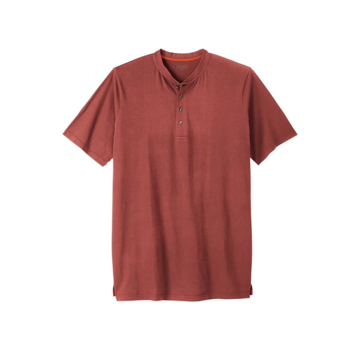Big & Tall by KingSize Heavyweight Longer-Length Short-Sleeve Henley Shirt - Desert red