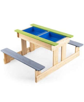 Slickblue 3-in-1 Outdoor Wooden Kids Water Sand Table with Play Boxes ...