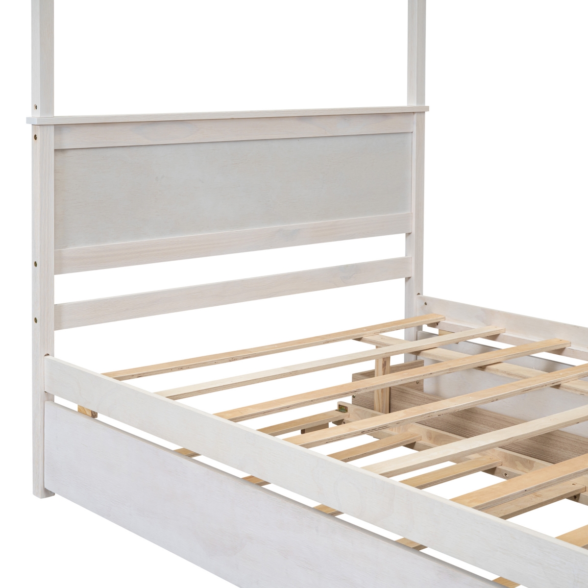Streamdale Full Size Wood Canopy Bed with Trundle and Drawers