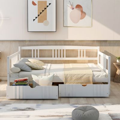 Streamdale Full Size Daybed Wood Bed With Two Drawers