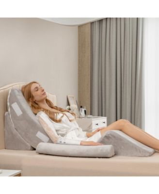 4 Pieces Bed Wedge Pillow for Back Neck and Leg Pain Relief-Gray