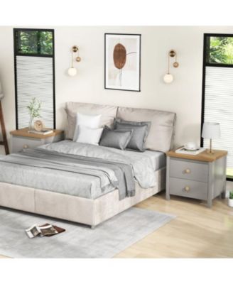 2-Drawer Nightstand with Rubber Wood Legs