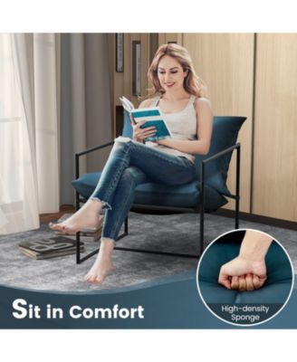 2 Pieces Sling Accent Chair Leisure Chair with Weatherproof Seat Fabric Indoor Outdoor