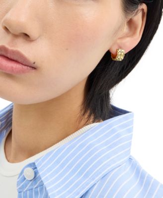 Coach Quilted C Huggie Earrings Gold