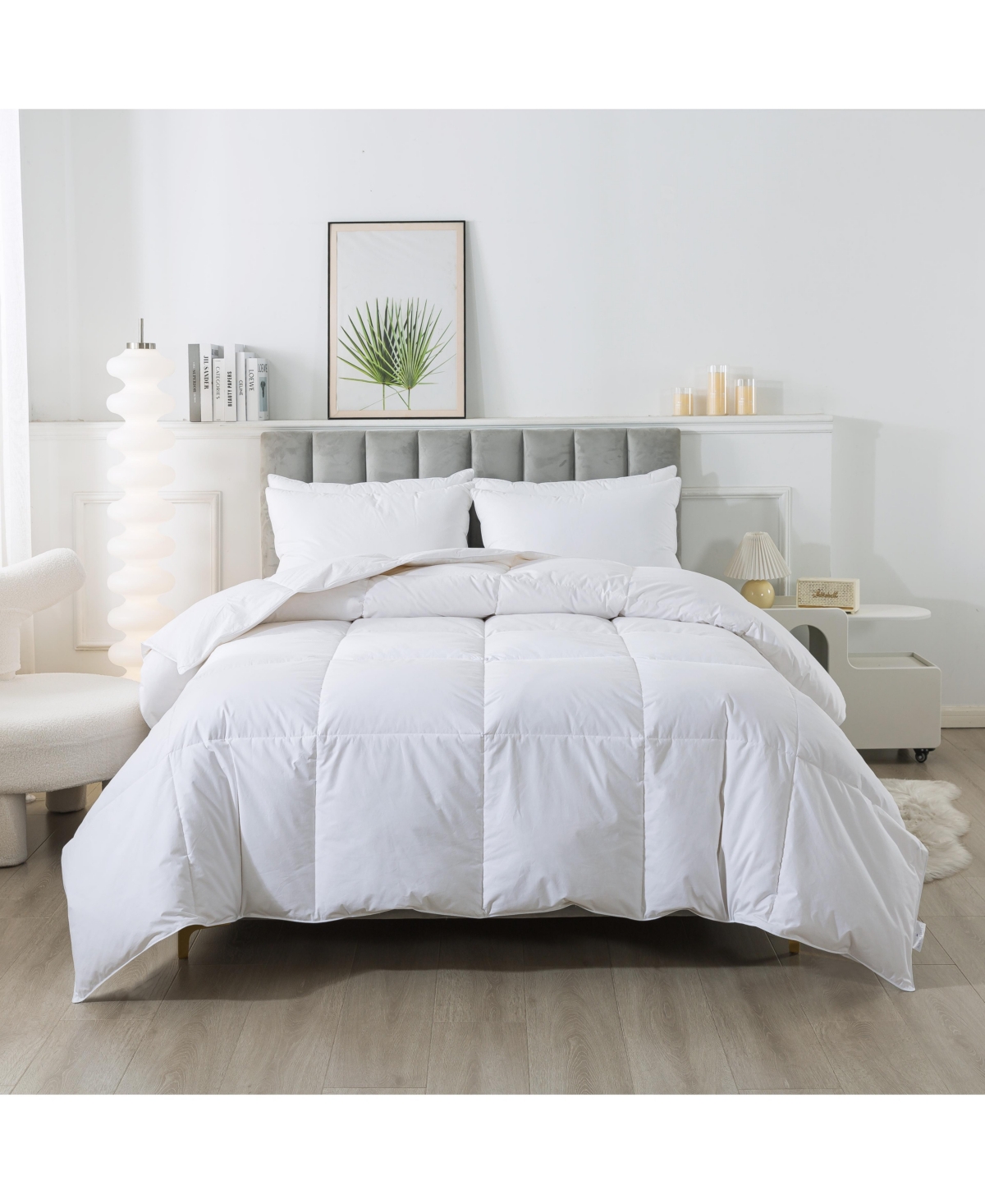 Royal Velvet Heavy Weight White Goose Nano Down And Feather Blend Comforter, Queen In White
