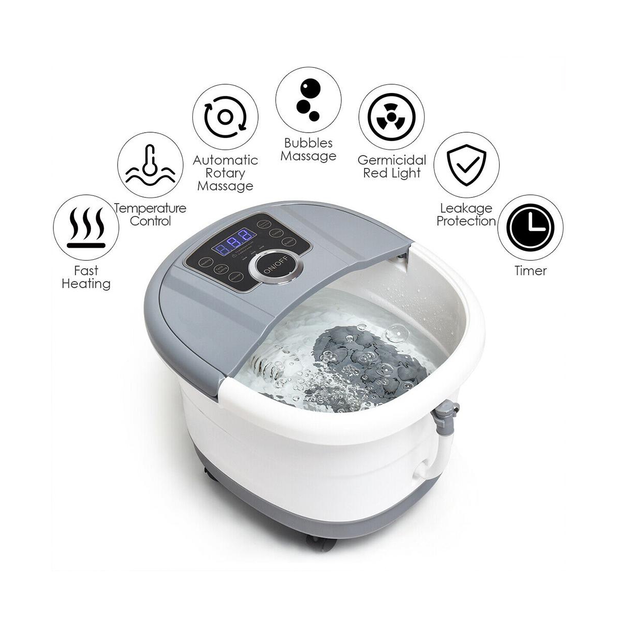 Slickblue Shiatsu Portable Heated Electric Foot Spa Bath Roller Motorized Massager