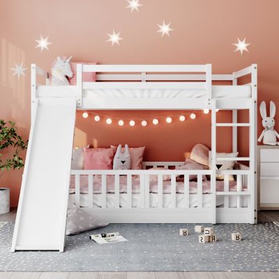 Twin Over Twin Bunk Bed With Slide And Ladder