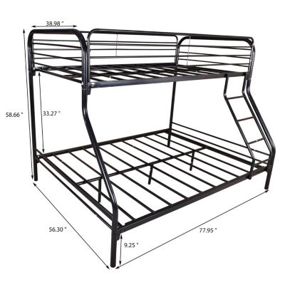 Heavy Duty Twin/Full Bunk Bed, Easy Assembly with Guardrail